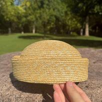 Summer Handmade Straw Beret Women's Hat Beach Sun Hat Circle Concave Top Church Casual Catwalk British Style Painter Hat Fadora 54-58cm