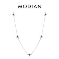 Modian 925 Sterling Silver Colorful Zirconia Link Chain Necklace Multiple Hearts Pendant For Women Wedding Fine Jewelry sidabras