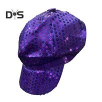Glittery Sequin Peaked Cap Unisex Party Hat Sunscreen Long Brim for Adult And Children Stage Performance Cap Street Dance Headwear violetinė