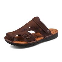 Madingi natūralios odos vyriški sandalai Vasaros sandalai Laisvalaikio batai Kvėpuojantys Vyriški Sandel Naujos mados Vyriški paplūdimio sandalai Sandale Homme 38 ruda