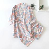 Kimono Cotton Fresh Style Pajamas Suit Female Casual Spring and Summer Pajamas Pajamas Two-piece Home Service M