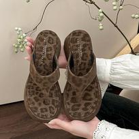 Vasarinės leopardo šlepetės moterims, platforminės basutės su kulnu, elegantiški moteriški gatvės stiliaus batai Pantuflas Mujer 35 ruda