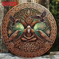 Metal Wall Art Norse Mythology Tree of Life Bar Decor Easter Gift Handcrafted 20x20 įvairiaspalvis
