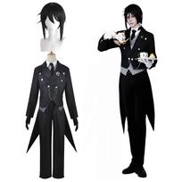 Sebastian Michaelis Cosplay Tarnautojo Apranga su Peruku Juodojo Globėjo Kostiumas Suaugusiems Įmantrus Kultūrinis Sceninis Kostiumas Sebastian Michaelis cosplay [Kamihei black