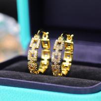 European-American Zirconia Ear Cuff Circle Chain Earrings for Women