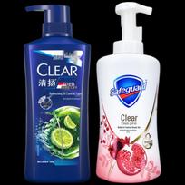 Clear Men Anti-Dandruff Shampoo & Safeguard Pomegranate Body Wash Set