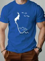 Men's Summer 100% Cotton Fashion Fun Goat Pattern Printed Casual Loose Sports Round Neck Short Sleeve T-shirt Versatile Top S įvairiaspalvis