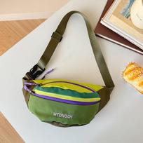Fashion dopamine contrasting fanny pack for boys and girls, same outdoor sports mountaineering portable nylon messenger children's breast bag