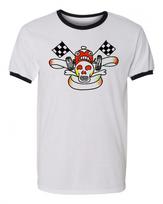 Ringer Tee T shirt Vtg Tattoo Art American Traditional Skull Hot Rod Drag Race 1 S įvairiaspalvis