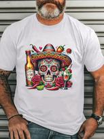 Men'S Mexican Skull Pattern T-Shirt Vibrant Grim Reaper Design Featuring S įvairiaspalvis