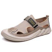 Men’s Breathable Perforated Slip-On Leather Sandals with Soft Sole and Upper 47 ruda