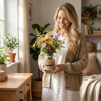Vintage Style Glass Vase with Burlap Cover and Twine Bow for Hydroponic Plants and Floral Arrangements Rustic Decorative Jar One Size