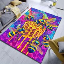 Dream Space Bee Honey Print Carpet for Living Room Bedroom Bedside Sofa Floor Mat Modern Home Decor Aisle Corridor Area Rug 40cm x 60cm