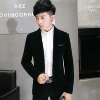 Men's Casual Luxury Velvet One Button Notched Lapel Suit Jacket M juoda