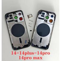 iPhone 14 Pro Max 14 Plus galinio korpuso dangtelis, galinės baterijos durelės, galinis stiklas su važiuoklės rėmu, SIM kortelės dėklas OEM, skirtas iPhone 14 Plus 14 juoda