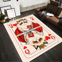 Luxury Queen Cat Playing Card Design Carpet for Elegant Decor  Suitable for use as an anti-slip for living room bedroom sofas 40x60cm( 15x23in )