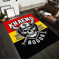 Skull Helmet Graphic Rug with Baseball Bats Red Yellow Black Style Suitable for use as an anti-slip for living room bedroom sofas 40x60cm( 15x23in )