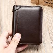 Men’s PU Leather Bifold Wallet RFID Blocking Short Wallet Multi Card Slot Coin Pocket ID Window Casual Business Wallet for Men ruda