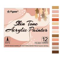 Soft Brush Tip Acrylic Marker Pen Opaque Color Stackable Acrylic Painter Waterproof Quick-drying 12-Colors Markers