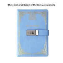 PU Leather Journal Notebook With Lock A5 100Sheets Line Paper Diary Writing Pads Retro Hard Cover Lockable Secrets Journal Work mėlyna
