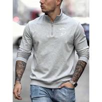 Mountain Bike Is a Stylish New Men's Casual Sportswear with a Cool and Stylish Design, Featuring a Zippered Collar and Long Sleeves S pilka