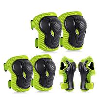 Brace Skateboard Knee Protector Wrist Guards Kids Knee Pads Set Protective Gears Set Elbow Pads green-20-40kg