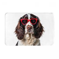 English Springer Spaniel Dog Wearing A Heart Shape Sunglasses Non-slip Doormat Floor Mat Carpet Rug for  Balcony Footpad Mats 40cm x 60cm