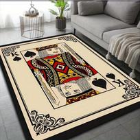 VIKAMA Spades K Poker Print Living Room Rug Luxury-Inspired Hard-Wearing Home Bedside Rug Home Decoration 60cm x 90cm