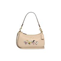 COACH shoulder bag Peanuts Snoopy collaboration Teri 24 zipper closure Snoopy and friends print pebbled cow leather armpit hand women's ivory white balta