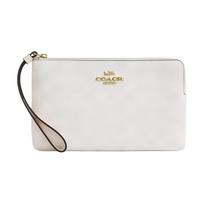 COACH Corner Zip 20 Signature Brand Print Coated Canvas Clutch Small Women's White balta