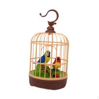 Birds Birdcage Toy Talking Chirping Fluttering Desk and Room Accessory Gifts Pet Caged Bird for