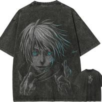 Gojo Satoru Six Eyes T-shirt Jujutsu Kaisen Blue Glow Tee Vintage Washed Oversized Retro Anime Streetwear Clothes S
