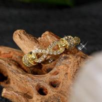 Silvery & Golden 304L Stainless Steel Infinity Ring with Synthetic Zircon for Women Trendy Statement Jewelry Gift resizable auksas