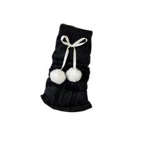 Thicken Mink Fur Leg Warmer Plush Balls Knitted Leg Covers Casual Balletcore Plush Stockings  Girls Black Simple