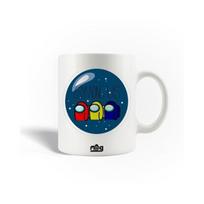 Mug en Céramique Among Us jeu vidéo rouge jaune bleu fond bleu