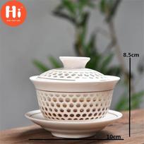 Mėlynos ir baltos spalvos porcelianiniai tuščiaviduriai arbatos puodeliai Keraminiai Kung Fu Gaiwan Biuro arbatos dubuo su dangteliu 160ml
