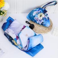 Sunny Umbrella Blossoming Like a Dream Three fold Umbrella Female Sun Umbrella Folding Black Glue Sun Umbrella