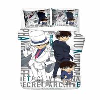3D Spausdinta Anime Detektyvas Konanas Antklodės Užvalkalas Shinichi Patalynės Komplektas Dvigulis Twin Pilnas Karalienė Karalius Suaugusiems Vaikams Lovos Patalynė Antklodės Užvalkalas 70x133cm 2pcs black