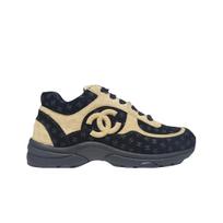 (w) Chanel Sneakers Printed Calfskin & Black Beige 35.5W