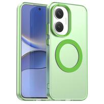 Magnetic Wireless Charging Case For Xiaomi Poco F7 5G Cover Candy Colors Transparent Back Shell Fundas Coque Poco F7 žalia