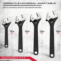 6 8 10 12 Inch Adjustable Wrench Set Corrosion Resistant Black Oxide Finish for Automotive Plumbing Household Repairs Green