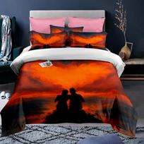 Custom Name 3D Duvet Cover Linen Pillowcases Wedding Decor Twin King Queen Love Heart Valentine's Day Bedding Set EU single(135x200cm)