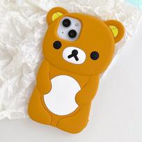 Rilakkuma animacinis slyvos žiedų meškiukas, minkštas silikoninis telefono dėklas, skirtas iPhone 13/14/17 Pro (Japonijos/Korėjos leidimas) XS Max ruda