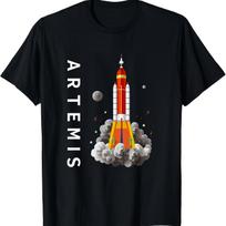 Artemis Rocket Launch Pattern Tshirt Black ShortSleeve Space Exploration Design Unisex Casual Wear Suitable for All Seasons S