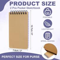 2Pcs 3x5  Pocket Notebook Sketchbook Top Spiral Notepads Mini Lined Notebooks Memo Pads Hard Cover Portable for Office Outdoor ruda