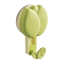 Creative Plastic Tulip Suction Cup Hooks No Drill Flower Shape Wall Mounted Hook Cute Removable Vacuum Suction Hook Kitchen žalia