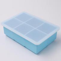 DeRuiEn 6-Grid Silicone Ice Tray with Lid, 2-Pack mėlyna