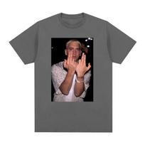 Men's Women Fashion Short Sleeve T-shirts Rapper Eminem Gesture Graphic T-shirt Summer Cotton Casual T Shirts Streetwear S įvairiaspalvis