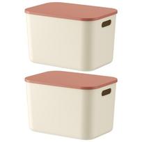 Premium PP Plastic Stackable Organizers Box Cream Tone Desktop Storage Container For Clothing Accessories Medium size