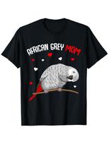 African Grey Mom Love Funny T-Shirt, 100% Cotton Crew Neck Tee for Men & Wo S įvairiaspalvis